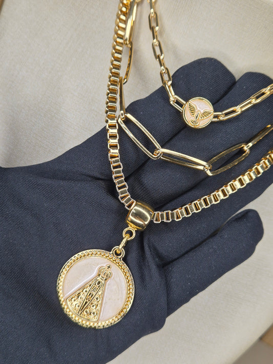 Colar triplo nossa Senhora Aparecida – Produção Própria