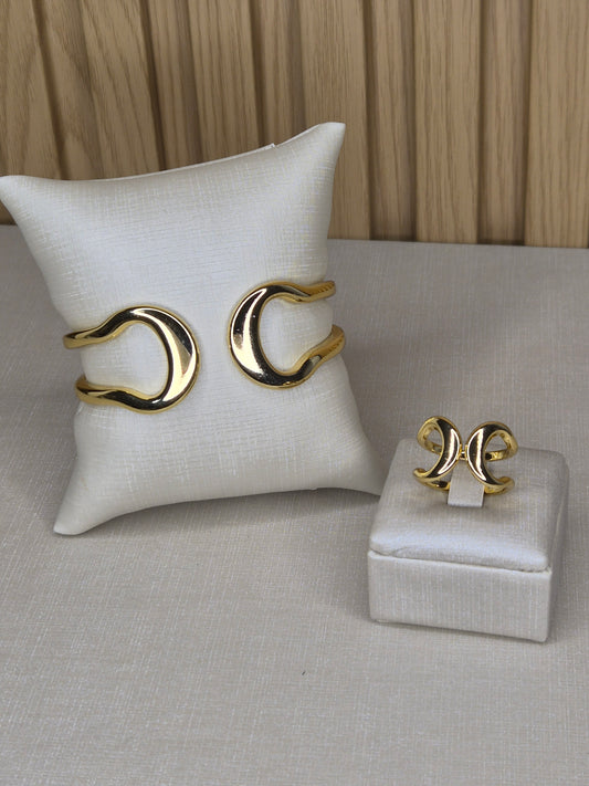 Bracelete Dourado Design Orgânico Premium